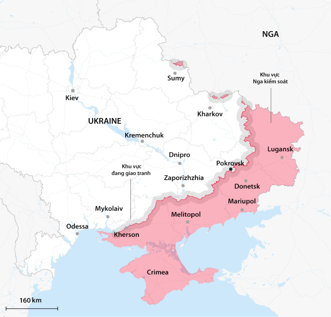 Cục diện chiến sự Nga - Ukraine. Đồ họa: Telegraph