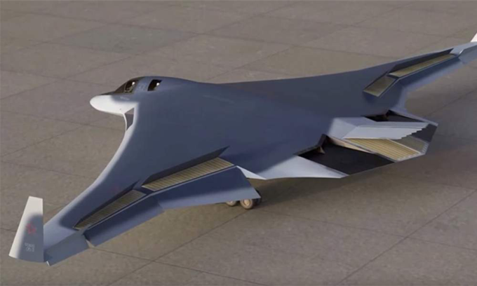 Đồ họa mô phỏng oanh tạc cơ Poslannik trong ảnh đăng năm 2020. Ảnh: Izvestia