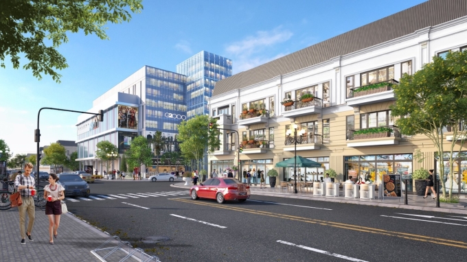 Shophouse ROX Living Hồng Lĩnh tại mặt đường Nguyễn Đổng Chi (Nam Hồng Lĩnh). Ảnh: ROX Group