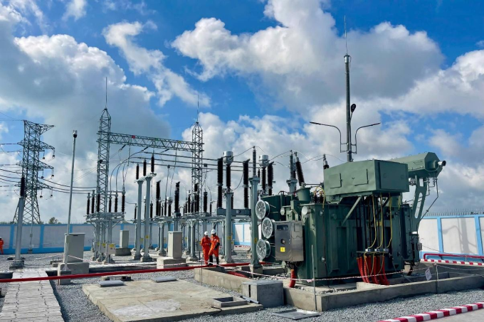 Trạm biến áp 110kV khu công nghiệp Hòa Bình và đường dây đấu nối (tỉnh An Giang). Ảnh: EVNSPC