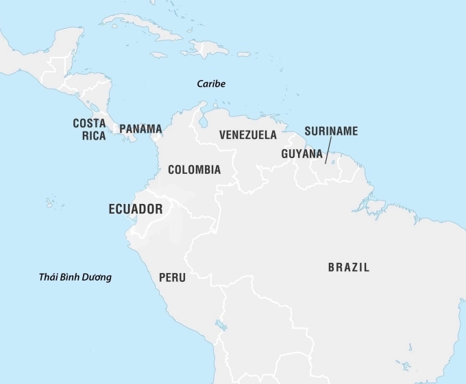 Vị trí Venezuela và vùng biển Caribe. Đồ họa: Britannica