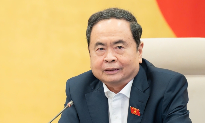 Chủ tịch Quốc hội Trần Thanh Mẫn phát biểu tại phiên họp sáng 24/11. Ảnh: Media Quốc hội