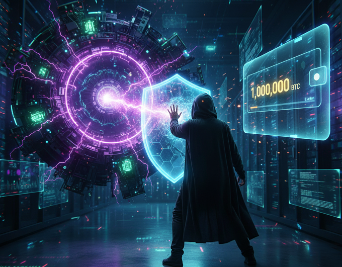 Minh họa ảnh ví một triệu Bitcoin bị máy tính lượng tử đe dọa. Ảnh: Google Gemini