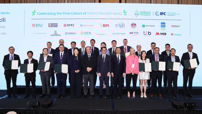 Đại diện MSB trong sự kiện ra mắt Liên minh Ngân hàng thương mại Xanh tại Hongkong. Ảnh: BTC