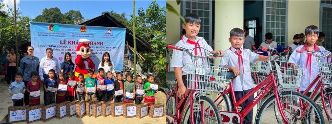 Đại diện Jollibee Việt Nam  tặng xe đạp cho các học sinh có hoàn cảnh khó khăn khi nào? Tại đâu??? Ảnh: Jollibee Việt Nam