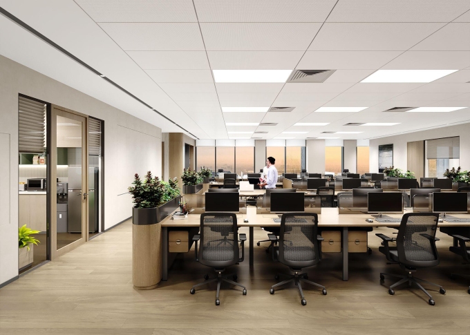 Không gian làm việc mở và hiện đại tại Oriental Square by OSI. Ảnh: Savills