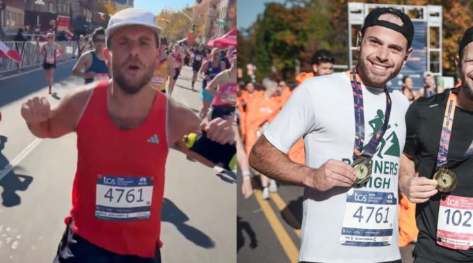 Hai runner cùng bib giả số 4761 tại New York City Marathon  2025. Ảnh: NYRR / MarathonFoto