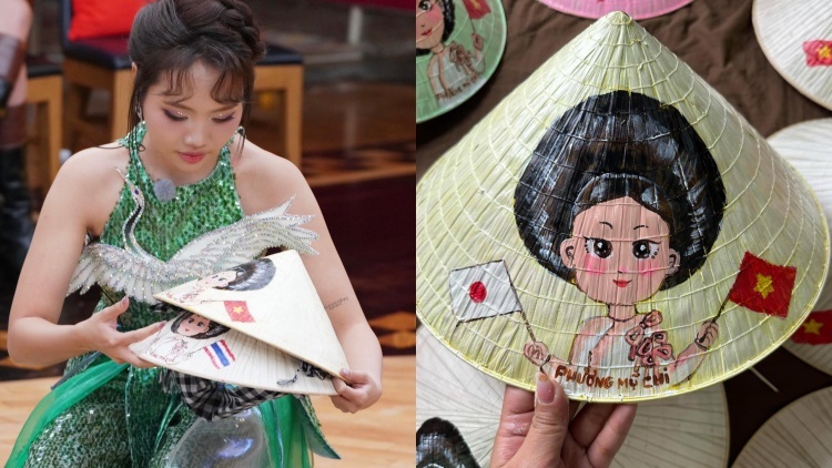 Phương Mỹ Chi tặng nón lá cho các thí sinh Sing! Asia