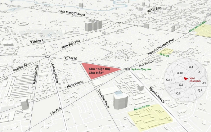 Vị trí khu đất làm công viên và đài tưởng niệm. Đồ hoạ: Hoàng Khánh