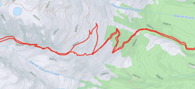 Bài đăng Strava của Michelino Sunseri về nỗ lực FKT ở Grand Teton 2024, cho thấy lộ trình tắt lối ở khúc cua khi anh xuống núi. Ảnh: Michelino Sunseri / Strava