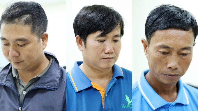 Nguyễn Ngọc Linh, Nguyễn Phước Tự, Trương Anh Tuấn (từ trái sang) tại cơ quan điều tra. Ảnh: Tiến Tầm